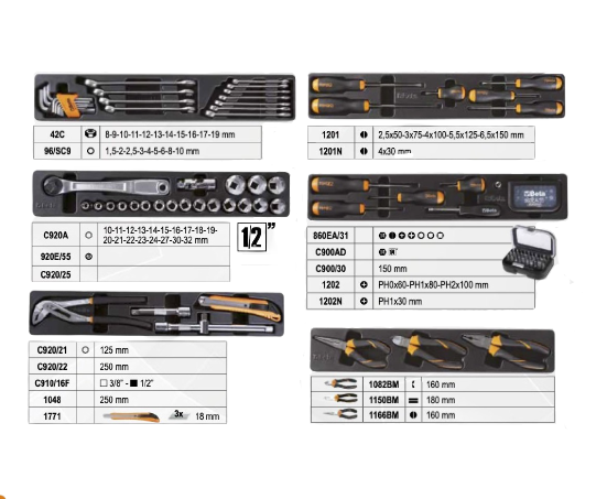 Cassetta cestello Beta Tools 2120L-E/T91-I Easy estensibile con 5 scomparti  e completa con assortimento di 91 utensili da lavoro