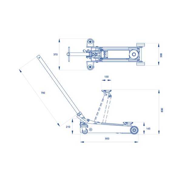 Cric Sollevatore Idraulico a Carrello 2T Corto OMCN 112S/DS