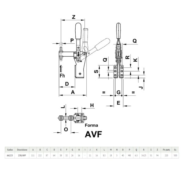 Sistema di Serraggio Verticale Speedy Block AA223 230AVF