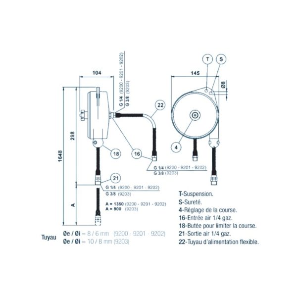 Bilanciatore Peso con Tubo Portata 0.75-1.5kg Tecna 9201