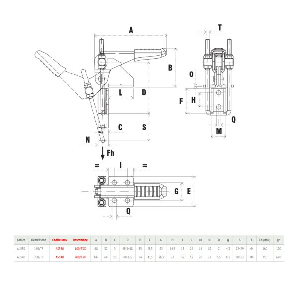 Attrezzi di Serraggio a Tirante Doppio T3 Speedy Block AL530-540